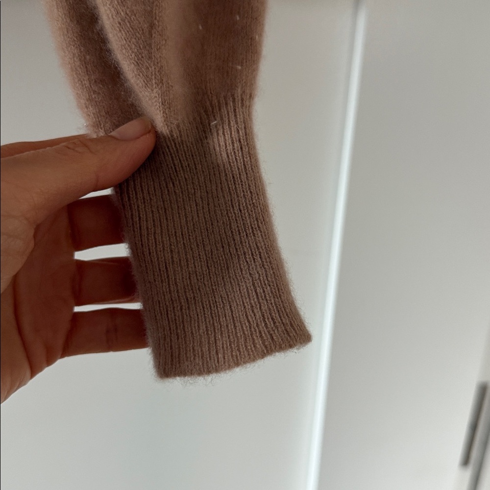 Ryan Roche Deep V-Neck Camel Sweater - Picture 6 of 7